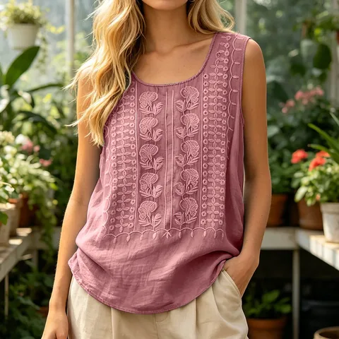 Женский жилет Boho из хлопка и льна