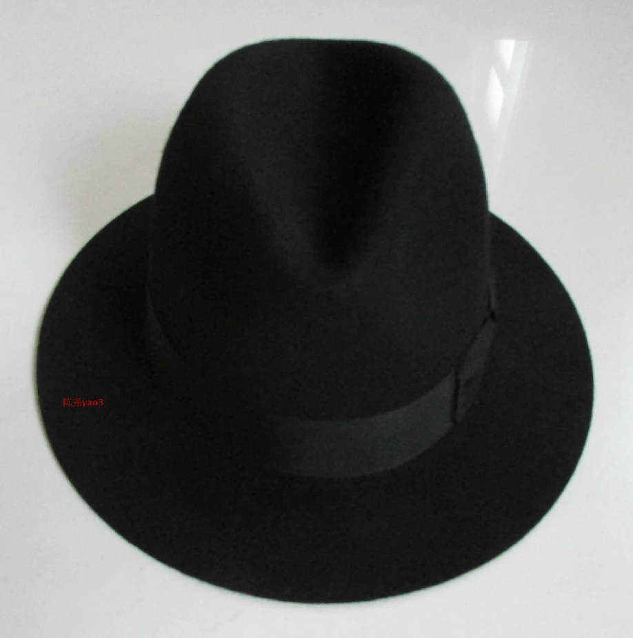 100% wool men\'s women\'s top hat fashion wide brim hat trend felt hat basin hat 7.5CM