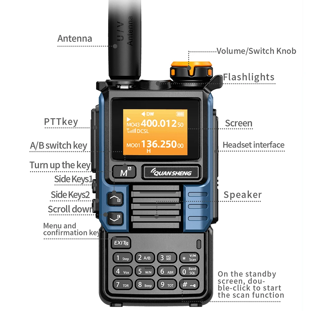 Quansheng UV-K6 krótkofalówka 5W Radio z pasmem lotniczym Tyep C Charge UHF DTMF FM Scrambler NOAA częstotliwość bezprzewodowa dwukierunkowa CB Radio