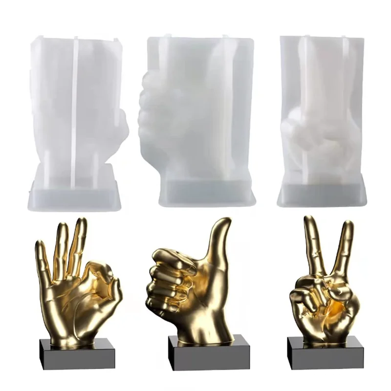 

New OK Thumb Scissors Hand Gesture Candle Silicone Mold Gesture Candle Mold Finger Gesture Silicone Mold DIY Candle Making Mould