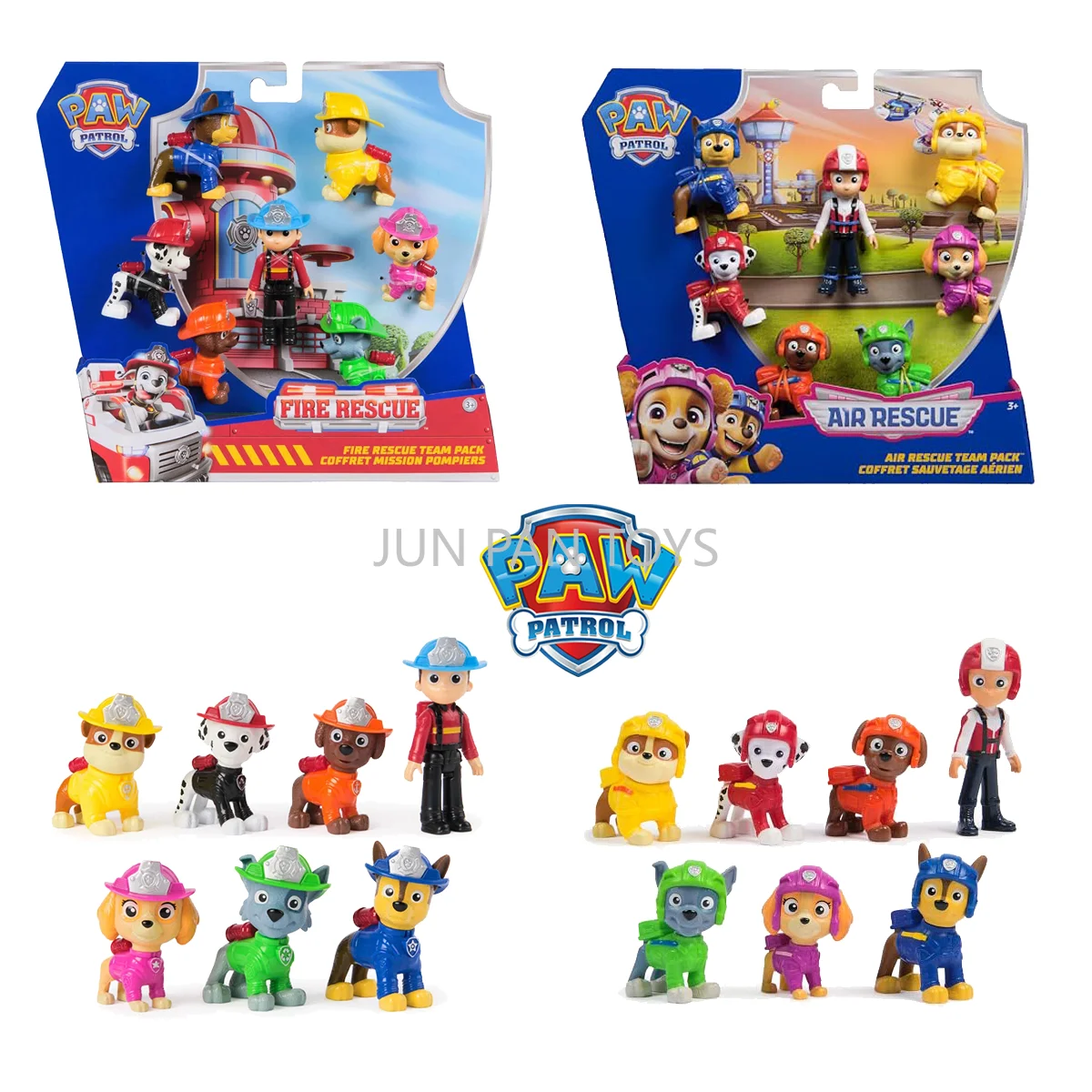 Paquete Original del equipo de rescate de incendios de la patrulla canina, figuras de juguete de rescate aéreo, 7 cachorros de acción coleccionables, modelos de Chase Marshall, regalos para niños, juguetes