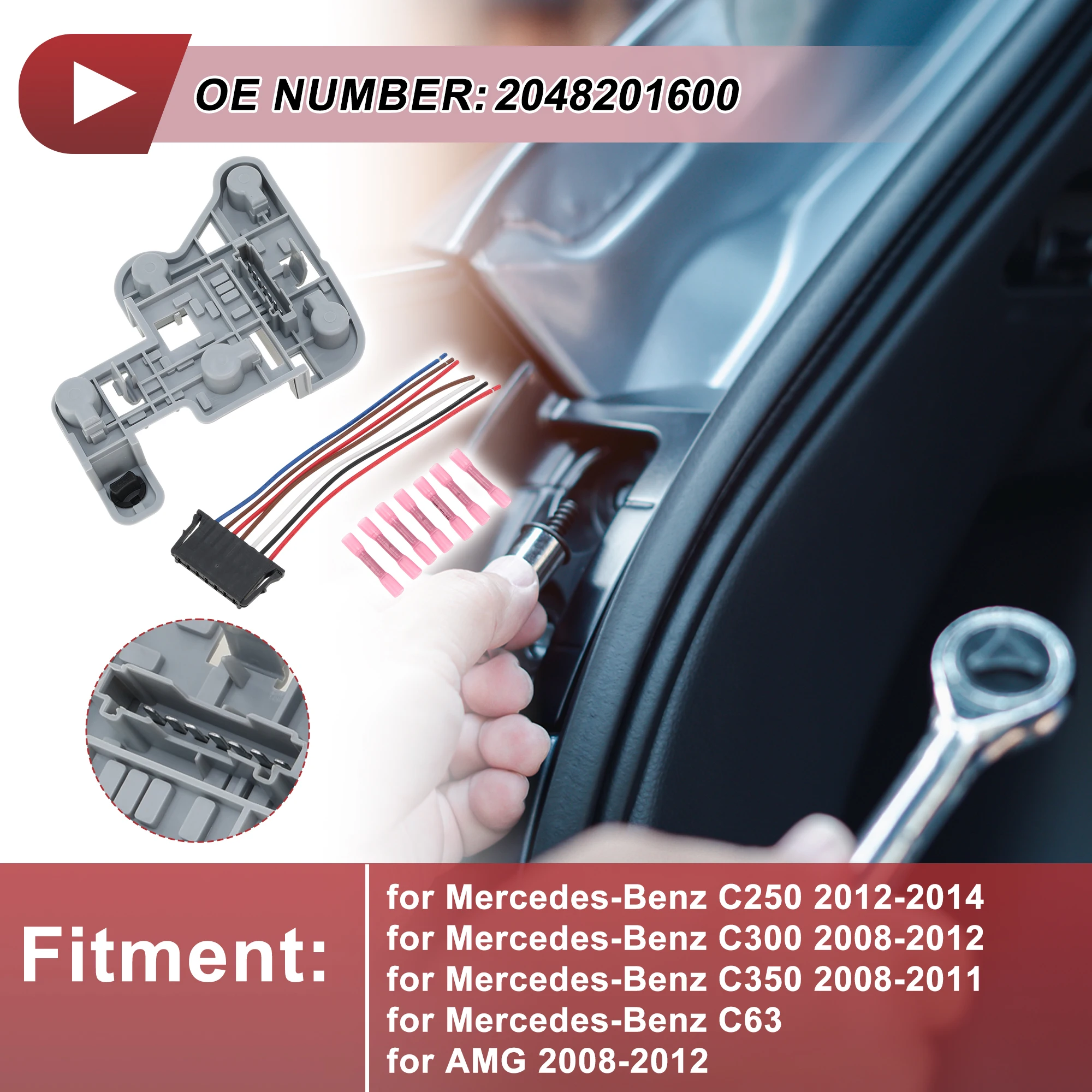 UXCELL Right Tail Light Socket Wiring for Mercedes-Benz Lamp Bulb Pigtail Connector Harness Pre-Wired Plug Heat Shrink Connector