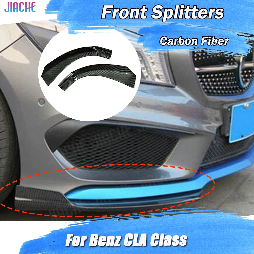 

JIACHE Front Lip Splitters Fender Aprons For Benz CLA Class W117 C117 CLA250 CLA260 Sport 2014-2016 Carbon Fiber Flap Cupwings