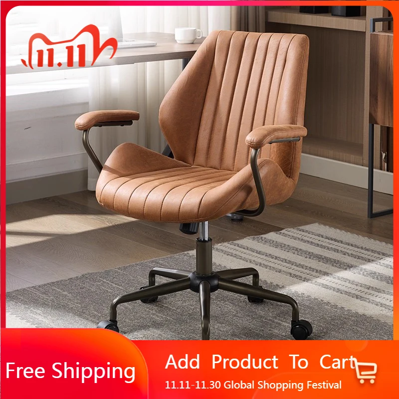 

Leather Computer Office Chair Modern Designer Wheels Comfortable Cushion Office Chair Reading Relaxing Taburete Trendy Furniture