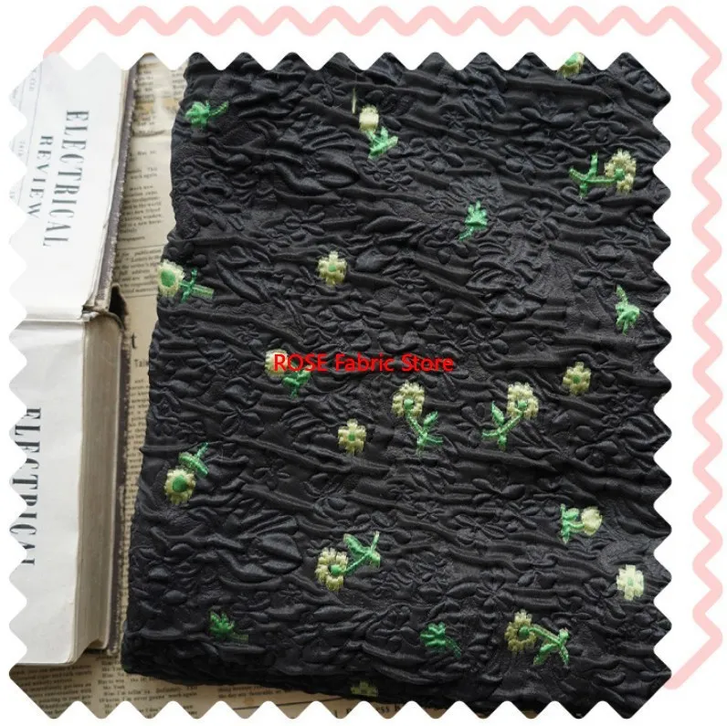 Embossed Small Floral Jacquard Bubble Fabric Spring Summer Women's Puff Skirt Dress Diy Sewing Fabric 100cmx135cm
