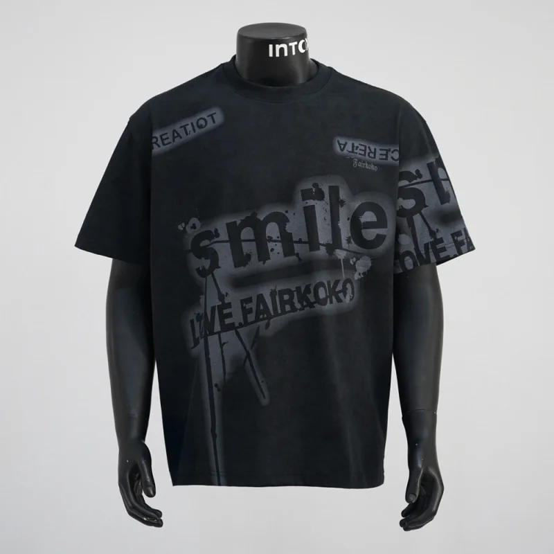 

Short sleeved men's summer 2025 new loose casual niche design retro street printed T-shirt for men