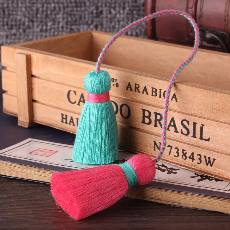 2/5Pcs Tassels Double Ended Cotton Thread Tassels Handmade Craft Tassels with Loops for DIY Crafts Jewelry Making