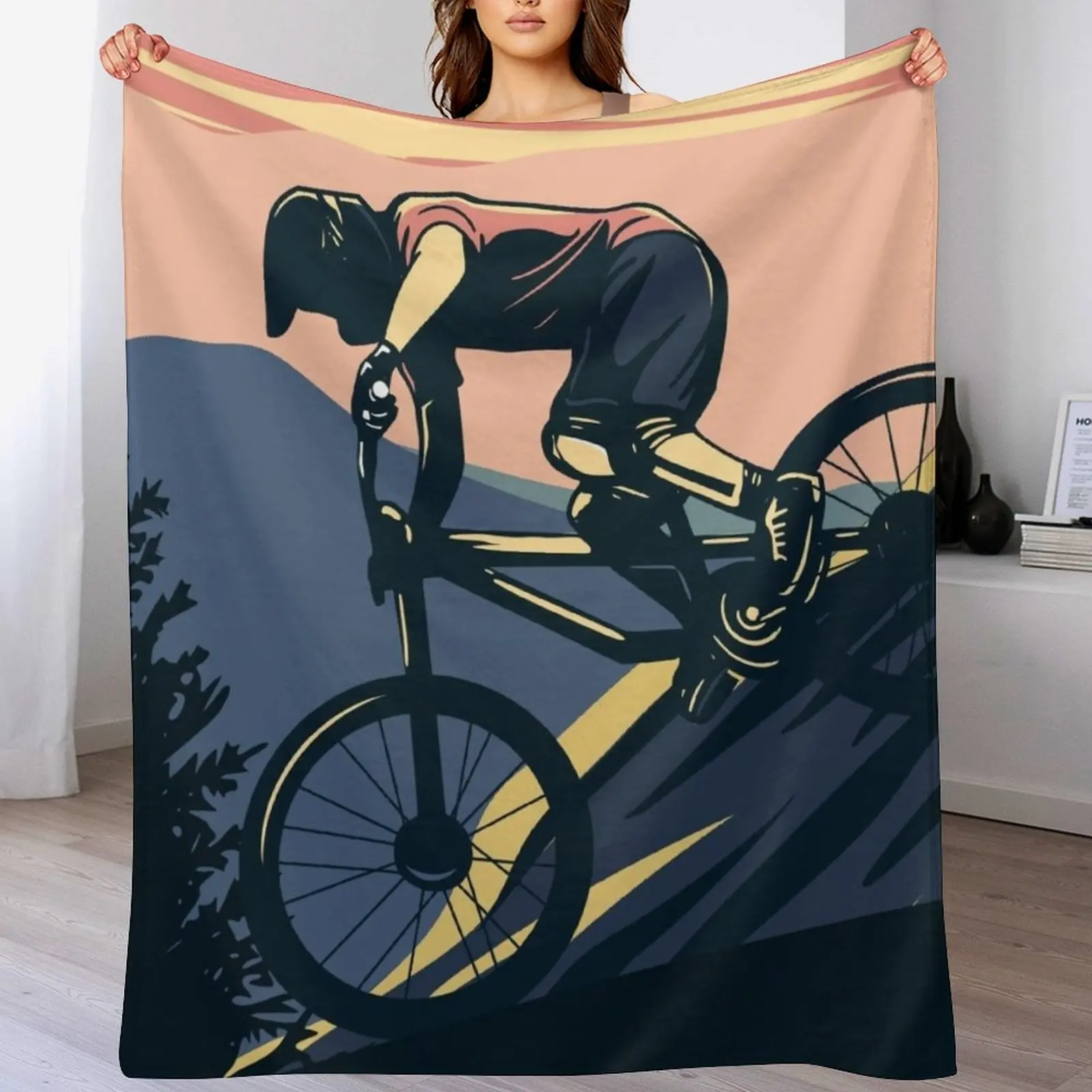 Downhill Mountain Biker Throw Blanket Thermals For Travel Sofa Quilt Luxury Brand anime Blankets