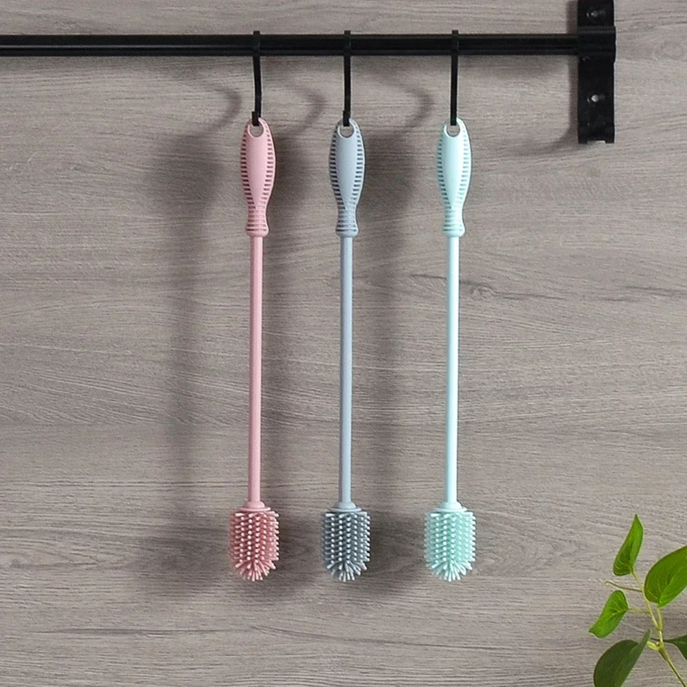 فرشاة زجاجة سيليكون متكاملة للأطفال، كوب ماء، مقبض طويل، فرشاة تنظيف من السيليكون، قارورة مفرغة، فرشاة سيليكون