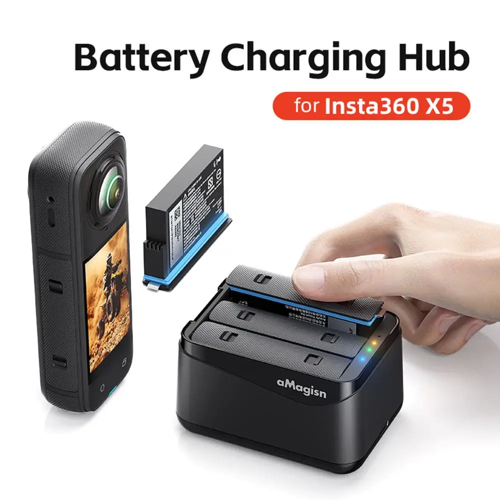 ForInsta360 X5 Battery Charger Battery Charging Cradle Storage Compartment 3 Batteries Sports Camera Fast Charging Accessories