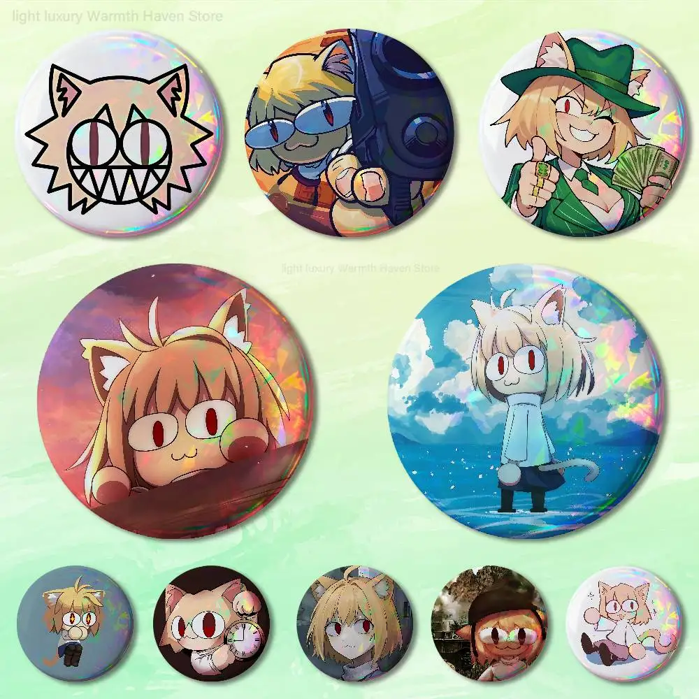 Cute N-Neco A-Arc 58mm 44mm HD Print Brooch Badges Pretty Derby Round Display Brooches Lapel Pins