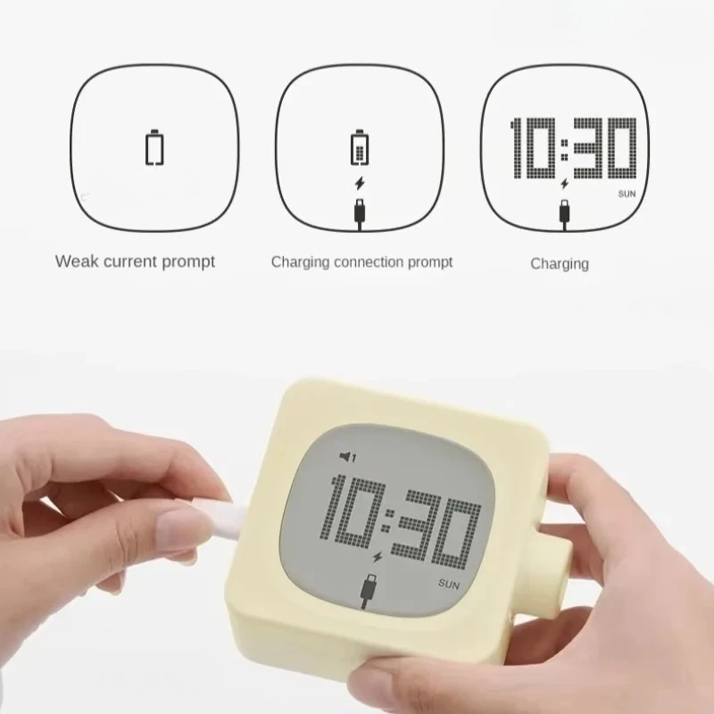 Muid Multifunctional Block Alarm Clock USB Charging Bedroom Bedside Digital Clock Timer Function