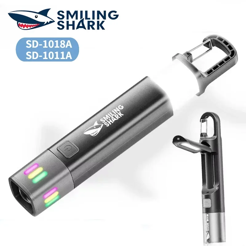 SMILING SHARK Outdoor Flashlight Strong Light Variable Focus with Floodlight Strong Light Flash Light Rechargeable Camping Torch