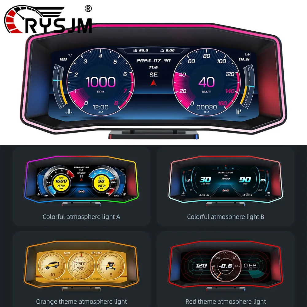 

P4 LCD OBD GPS Car Slope Meter HUD Oil Temp Oil Press Turbine Press Engine Load Exhaust Temp Fuel Consumption Head Up Display