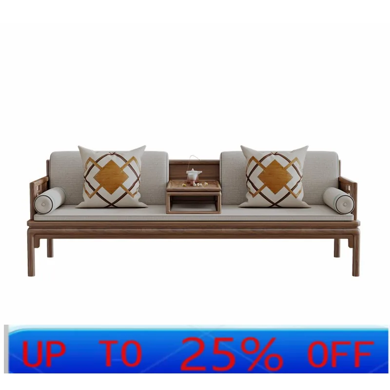 LTT solid wood removable and washable fabric new Chinese sofa black walnut Song Dynasty paint-free living room furniture
