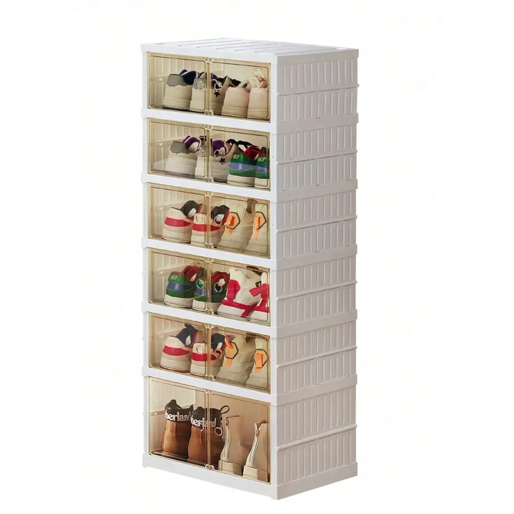 

Shoe Rack Storage Cabinet HeavyDuty Stackable Shoe Cabinet With Door, Folding SpaceSaving Design, Easy To Assemble LargeCapacit