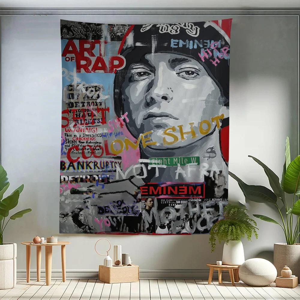 The Famous Rapper Eminem Art Cartoon Tapestry Art Science Fiction Room Home Decor Art Home Decor