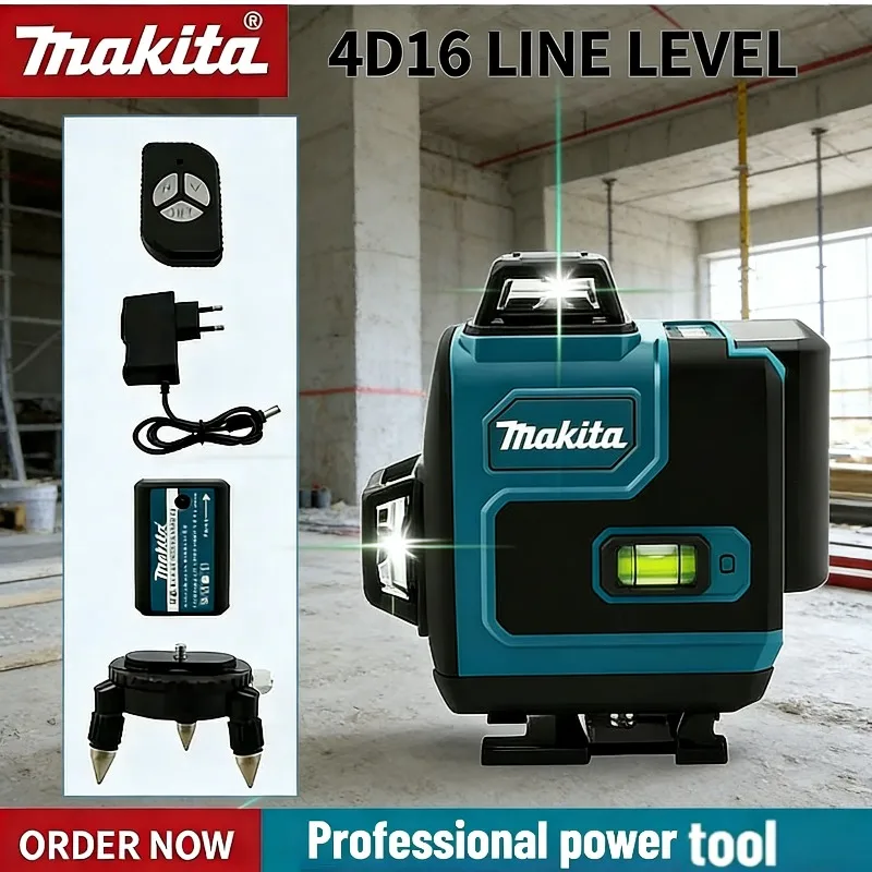 

Лазерный уровень Makita с зеленым лучом, высокоточный, настенный, портативный, самовыравнивающийся, 16 линий