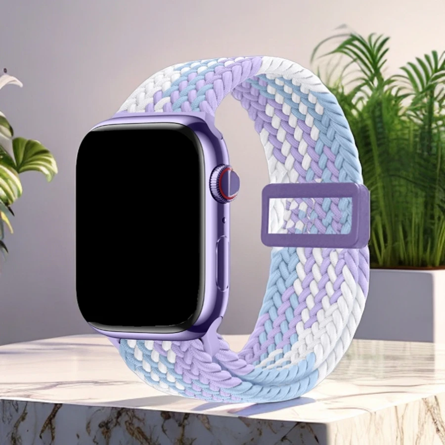 Nylonarmband für Apple Watch 44mm45mm42mm49mm 38mm40mm41mm Magnetisches geflochtenes Armband Serie 10 9 8 7 6 5 SE Ultra 2
