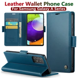 Luxury Leather Wallet Case for  Samsung Galaxy A54 55 53 52 71 72 73 51 34 32 15 Series Mobile Phone Case Card Slots Flip Cover