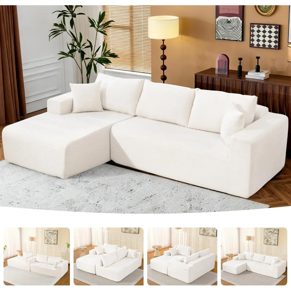 

New 108" Cloud Couch Sectional, Modular Sectional Sofa with L-Shaped Chaise, Deep Seat Sectional Modular Couch for Living Room