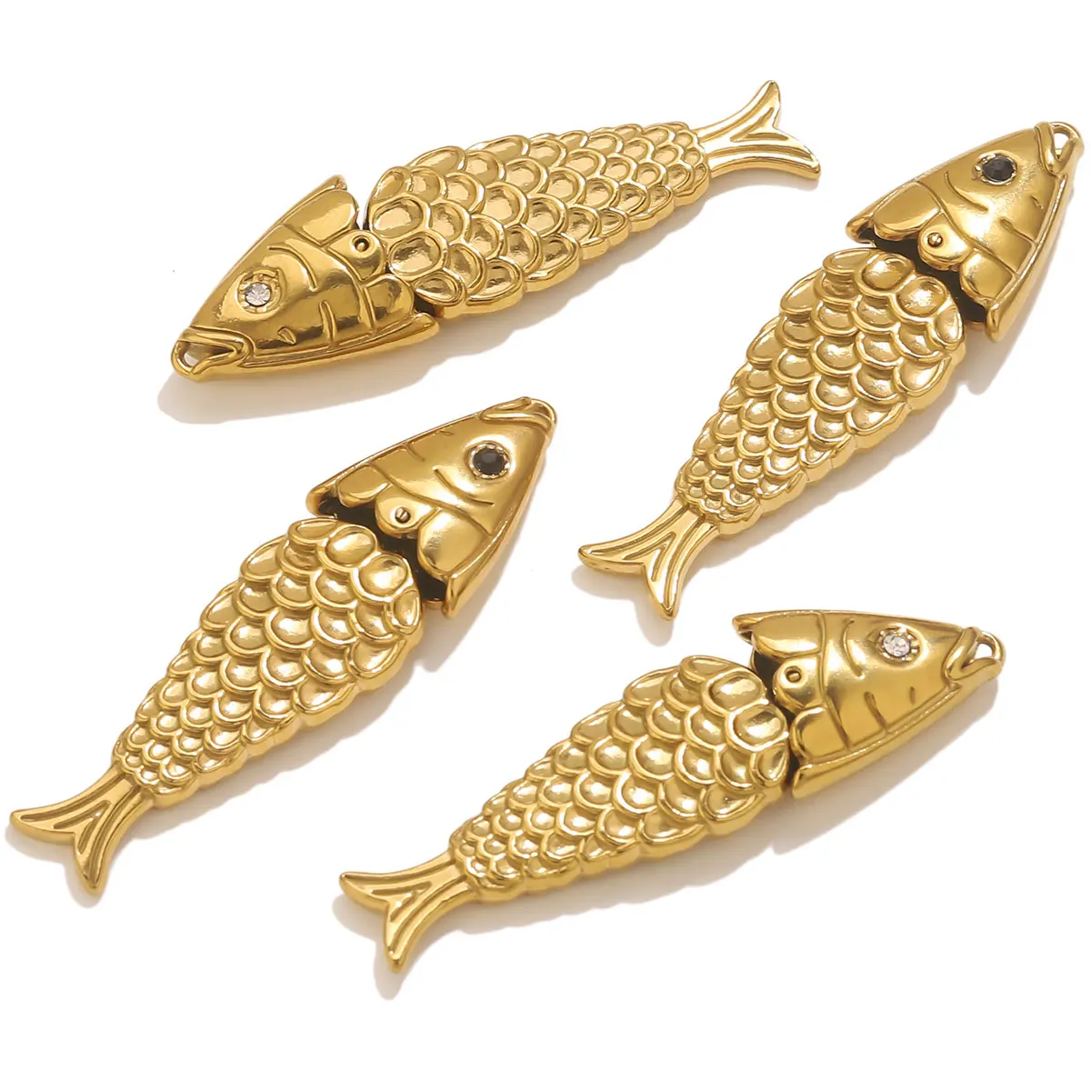 

1pcs Stainless Steel with Diamonds Fish Charm Gold-plated DIY Necklace Earrings Jewelry Making Materials Accessories Wholesale