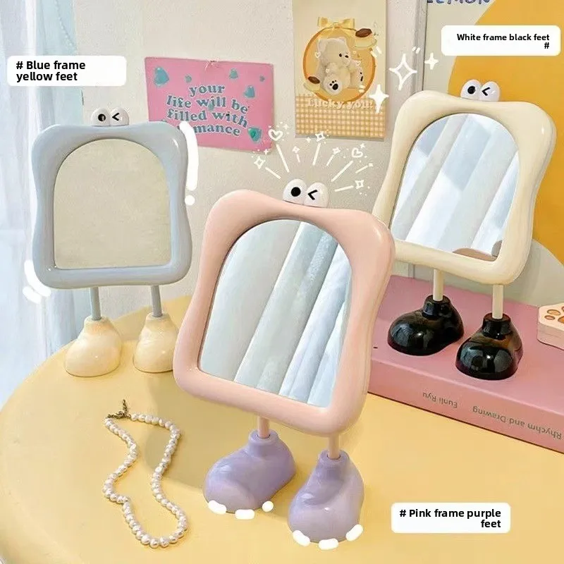 Niedlicher Cartoon-Spiegel für große Augen, Make-up-Spiegel für den Schreibtisch, Make-up-Ergänzungsspiegel für Damen, Spiegel mit hohem ästhetischem Wert