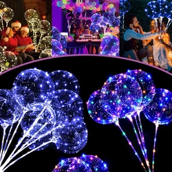 Palloncini Bobo luminosi a LED con bastone Kit di palloncini gonfiabili trasparenti luminosi colorati per decorazioni per feste di compleanno di nozze di natale