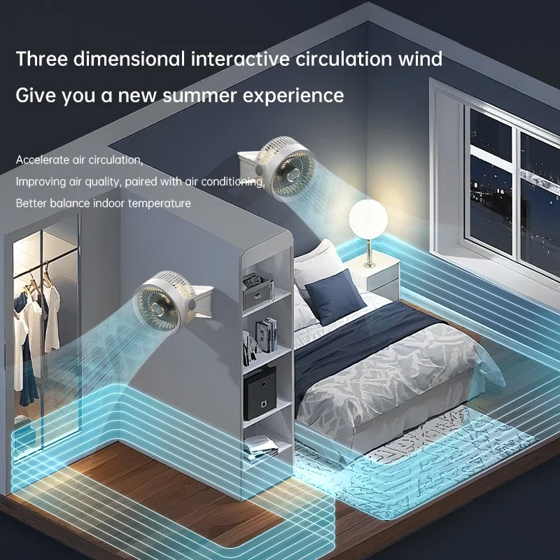 New USB Small Fan Mini Office Dormitory Desktop Fan Silent High Wind Air Recirculation Fan with 5-speed Adjustment