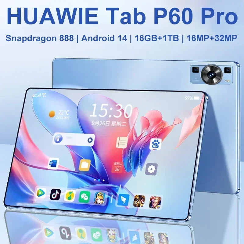 

Original Global Version HUAwie P60 Pro Tablets PC Android 14 Snapdragon 888 12000mAh 11 inch 16GB+1TB 5G HD 4K Screen WIFI Tab