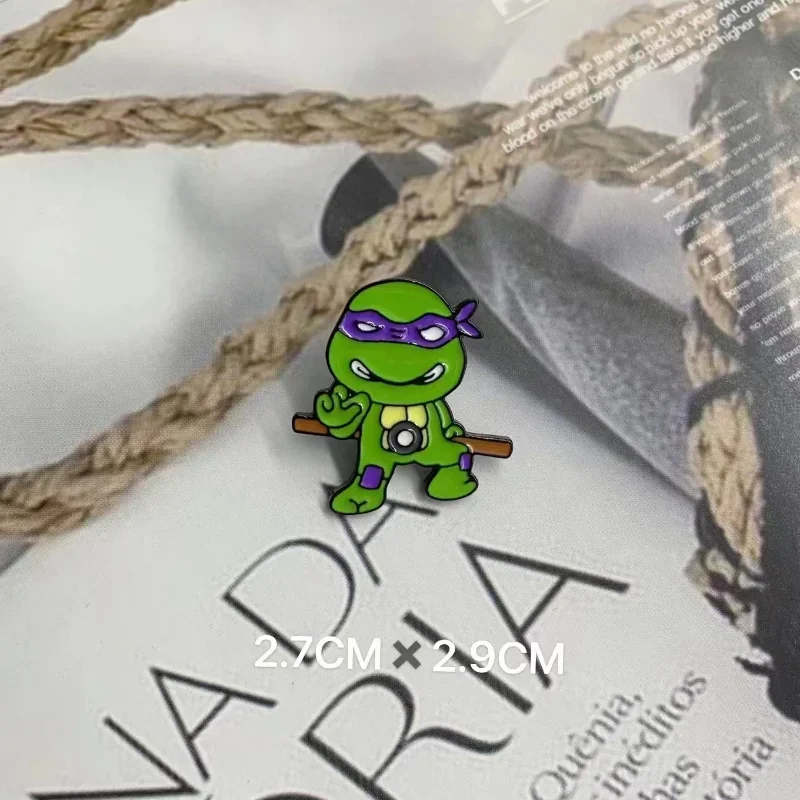 Anime TMNT Metal Enamel Brooch Lapel Pin Cute Cartoon Ninja TurtlesBadge on Backpack Cloth Decoration Jewelry Accessories Gift