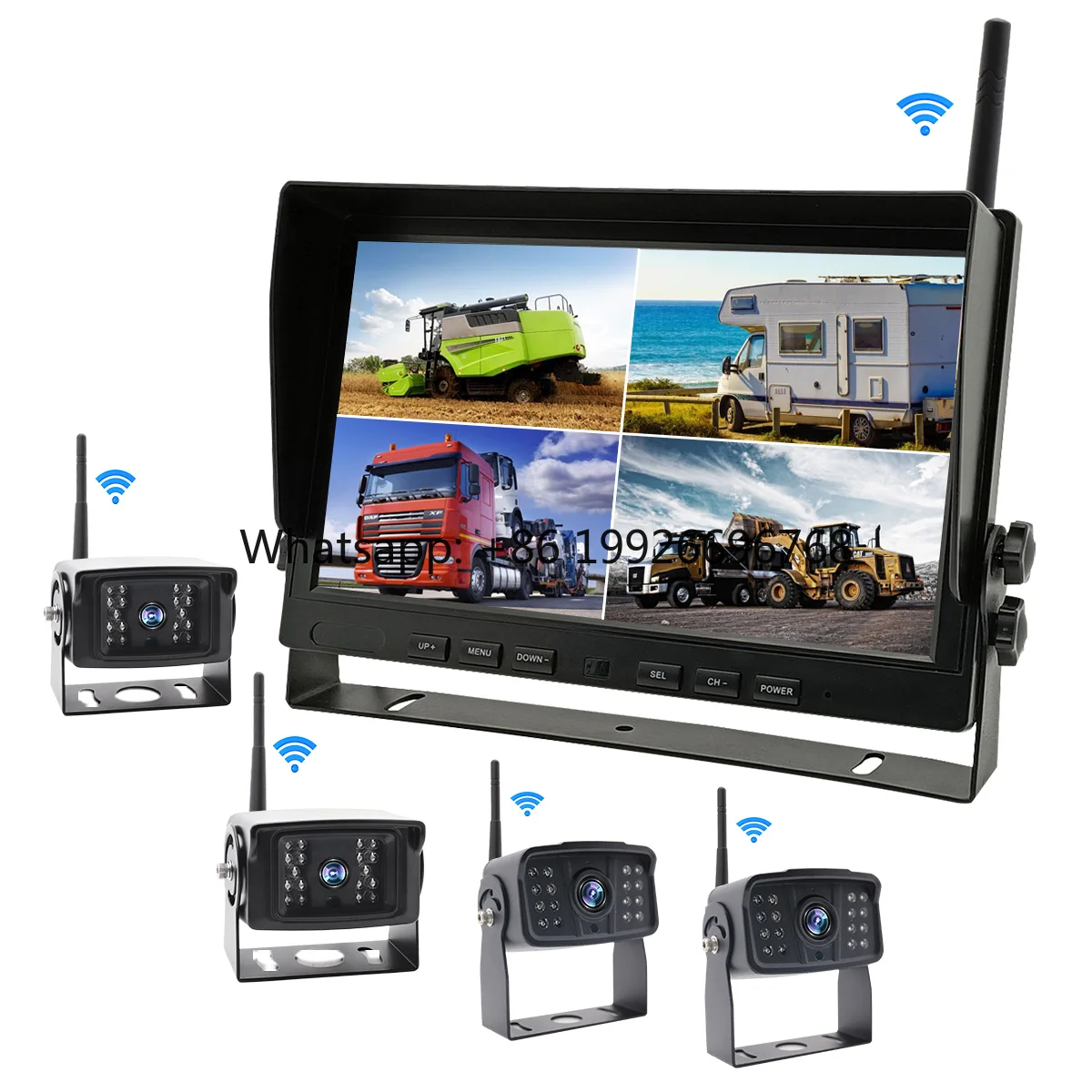 2.4Ghz Wireless Camara System Forklift Reach Truck AHD 1080P 10.1 Inch Tractor Car Monitor Wireless Backup Camera with Monitor