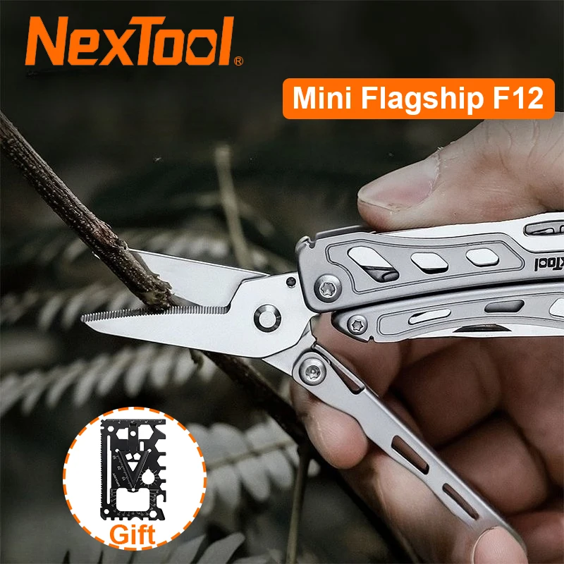 

NexTool Mini флагманский многофункциональный инструмент F12 13-в-1 брелок-мультитул с зубчатыми ножницами Модернизированный стальной многофункциональный инструмент EDC 80Cr14Mov