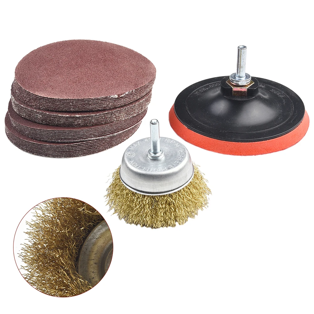 

High Quality Backing Pad BACKING PAD SANDING DISCS WIRE DRILL BRUSH Car Accessories Mix Grit Drill Attachment For Car
