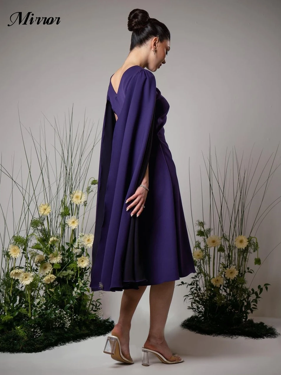 Robe de soirée au genou à fleurs violettes, élégante, vintage, sexy, douce, personnalisée, occasion formelle, robe de Rh, quelle que soit