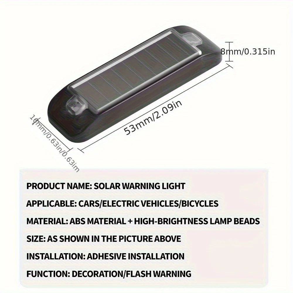 4pcs Solar-Powered LED Car Decorative Light, Anti-End Wire, Central Grille, Bright Neon, Interior Accessory, Solar Charging, Mul