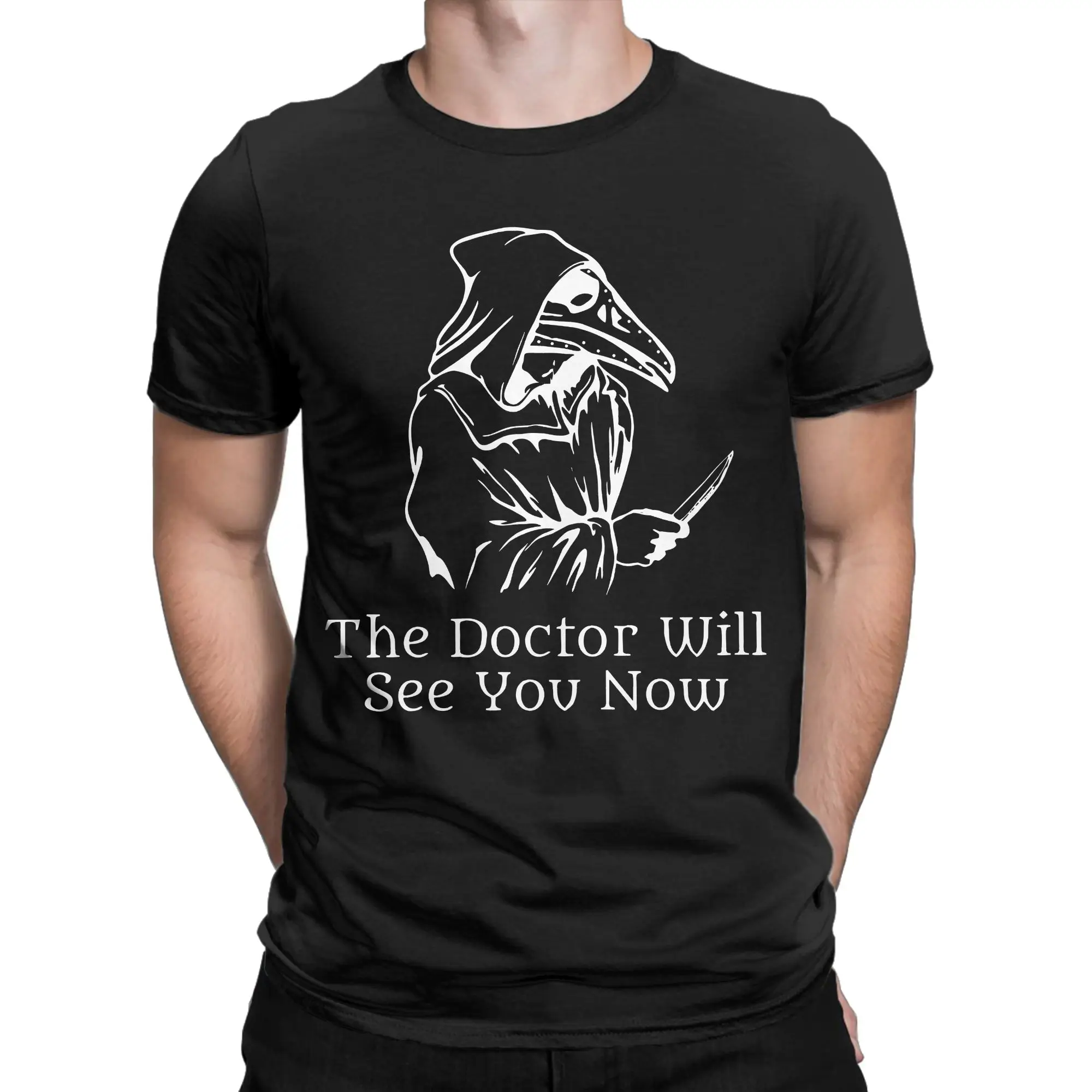 Plague Doctor Tshirts For Men Women Cotton Top Tee Funny Horror Black Death Bird Mask Round Neck Short Sleeve