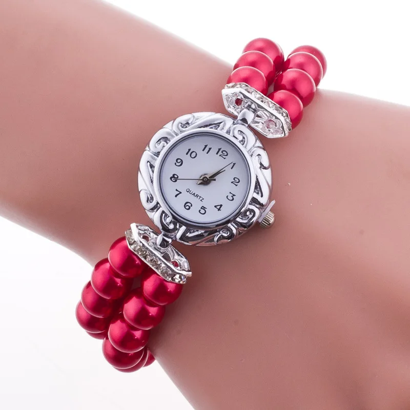 

Women Pearl String Watch Strap Quartz Wrist Watch Fashionable Simple Style Quartz Wristwatch Reloj Mujer Montre Femme Relogio