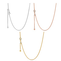 925 Silver Plated High Quality Original Type Curb Chain Necklace Slide Clasp Fit Charm Bead DIY Pendant
