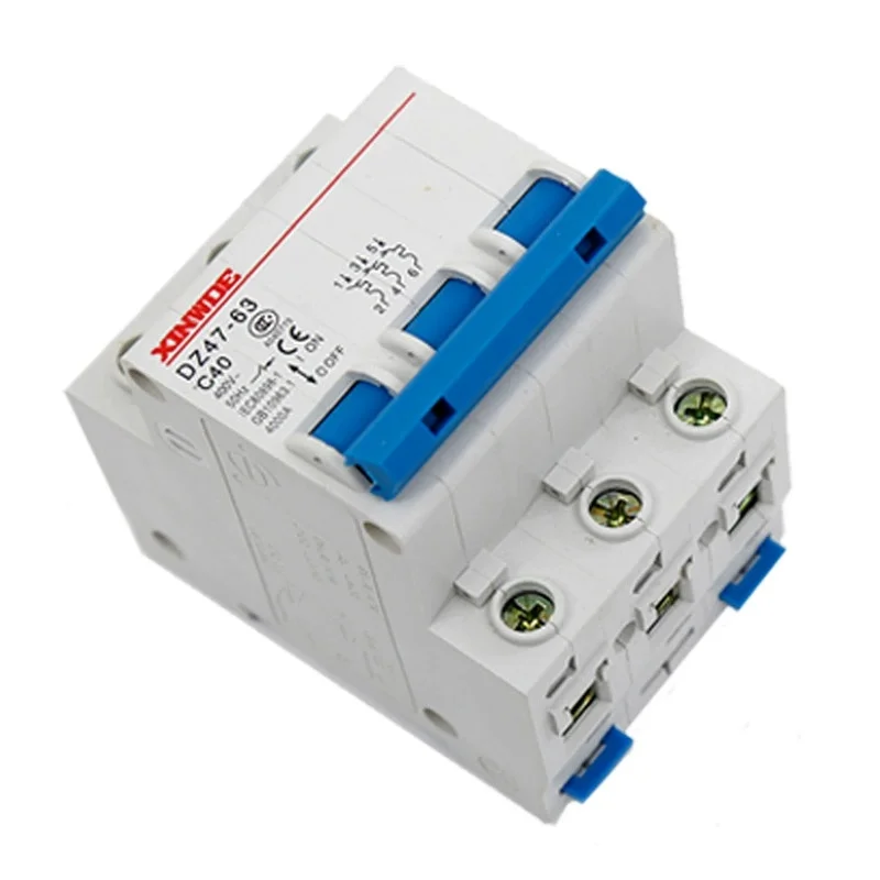 3P DZ47-63 C45 Air Switch, 400V Household Mini Circuit Breaker with Short-Circuit Protection