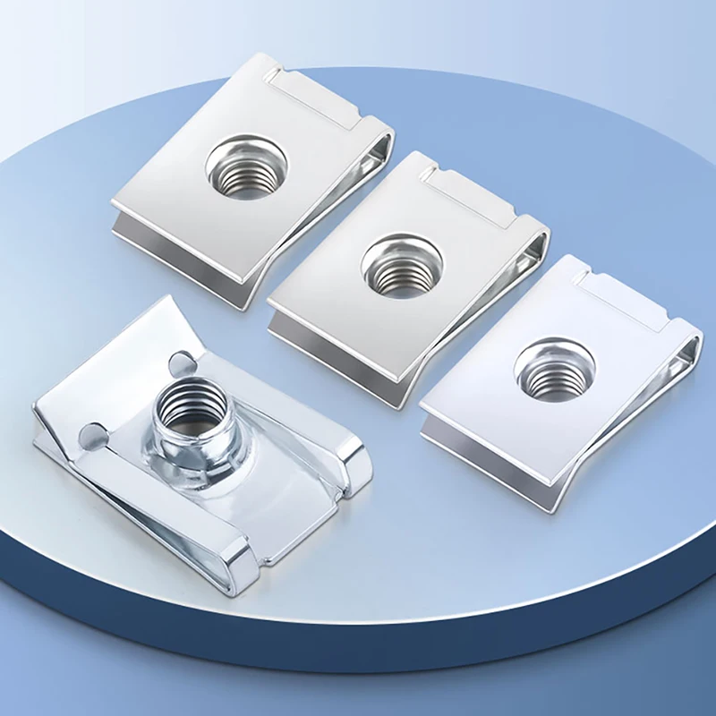 Leaf Spring Nut Stainless Steel Incision Leaf Spring Nut U-type Buckle Automotive Interior Clamp Plate Blue White Zinc