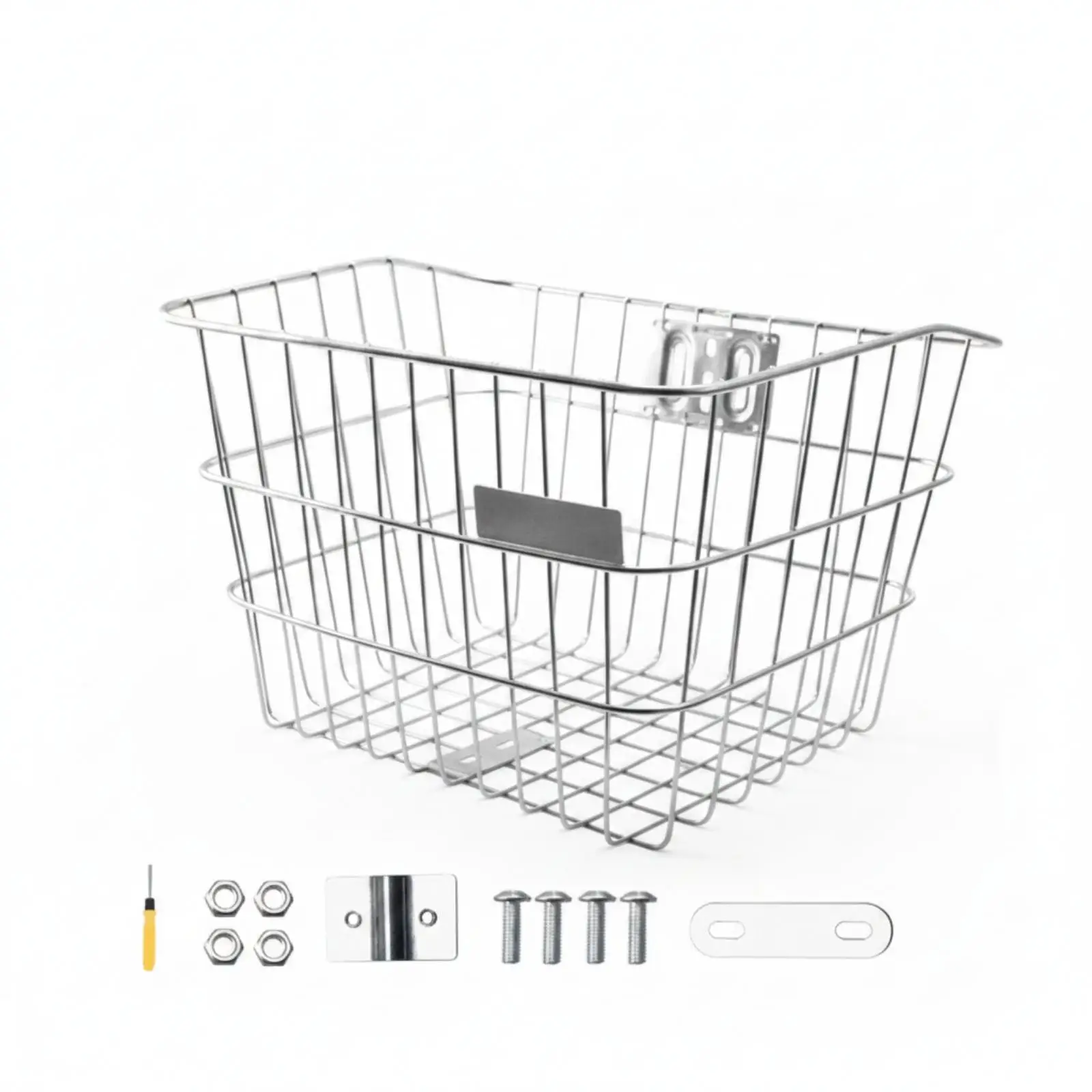 Stainless Steel Wire Basket Reinforced Frame Front Bike Basket Open-Top for 20-26 Inch Bikes