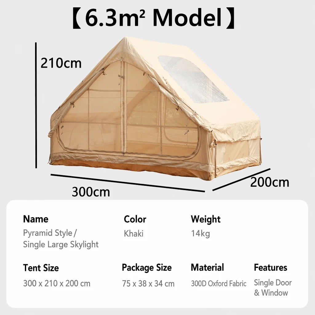 Air Column Inflatable Portable Double Layer Waterproof Oxford 420D Glamping Cabin 6.3m2 Family Tent Quick Automatic Opening One