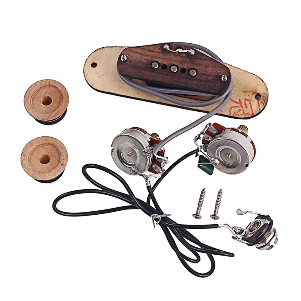 1set Guitar Pickup Pre-wired 3 String Maple Cigar Box Guitar Pickup With Volume & Tone
