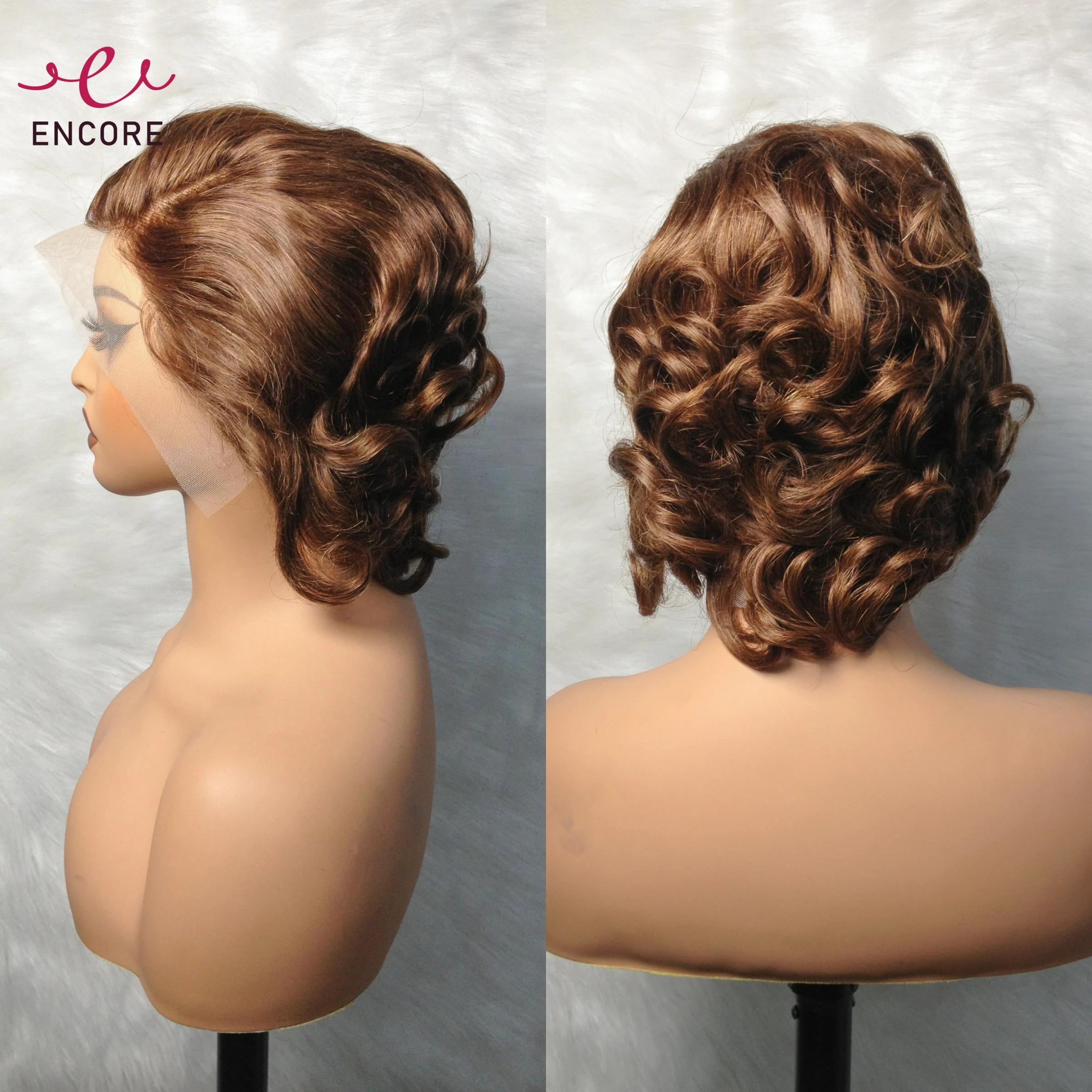 

13x4 HD Lace Frontal Short Bob Wigs 200% Density Brazilian Remy Pixie Cut Human Hair Wigs Bouncy Curly Human Hair Wigs PrePlucke