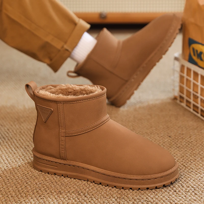 

2025 Winter New Style Thick-soled Fur-lined Thick-bread-Cotton Boots, Men's Warm Short-Term Boots