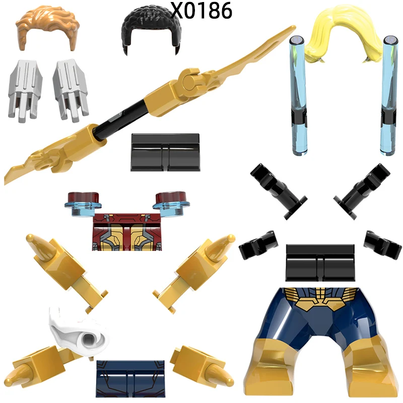 The Action Figures Stick Weapons Pants Hair Parts Model Blocks MOC Bricks Set Gifts Toys For Children X0186