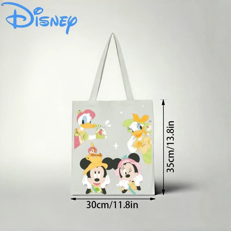 

1PC Disney Mickey & Friends Canvas Tote Bag, Spring Picnic Print Eco-friendly Shoulder Bag