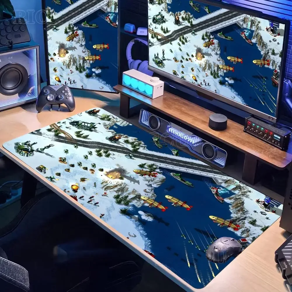 Tapis de souris Command & Conquer Red Alert RTS, grand tapis de souris pour jeux, tapis de souris épaissi avec bord verrouillable, tapis de bureau pour clavier d'ordinateur