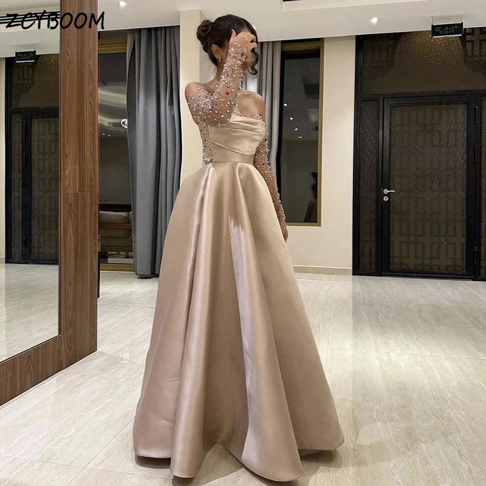 

Charming Sweetheart Crystal Off The Shoulder Evening Dress 2024 A-Line Floor Length Stain Zipper Custom Made Pretty Prom Dress